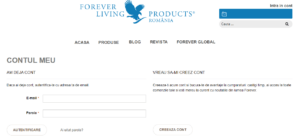 Pagina logare in cont client Forever Living